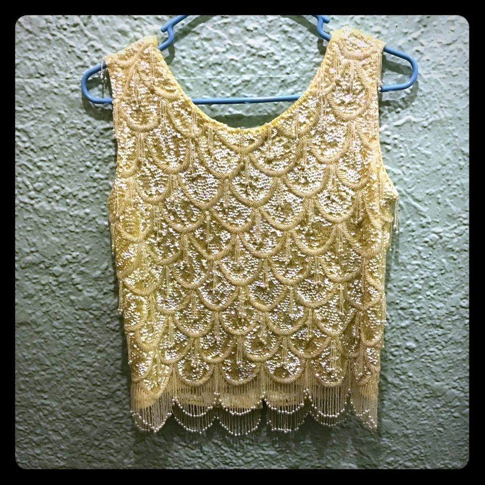 Vintage beaded mid length crop top!